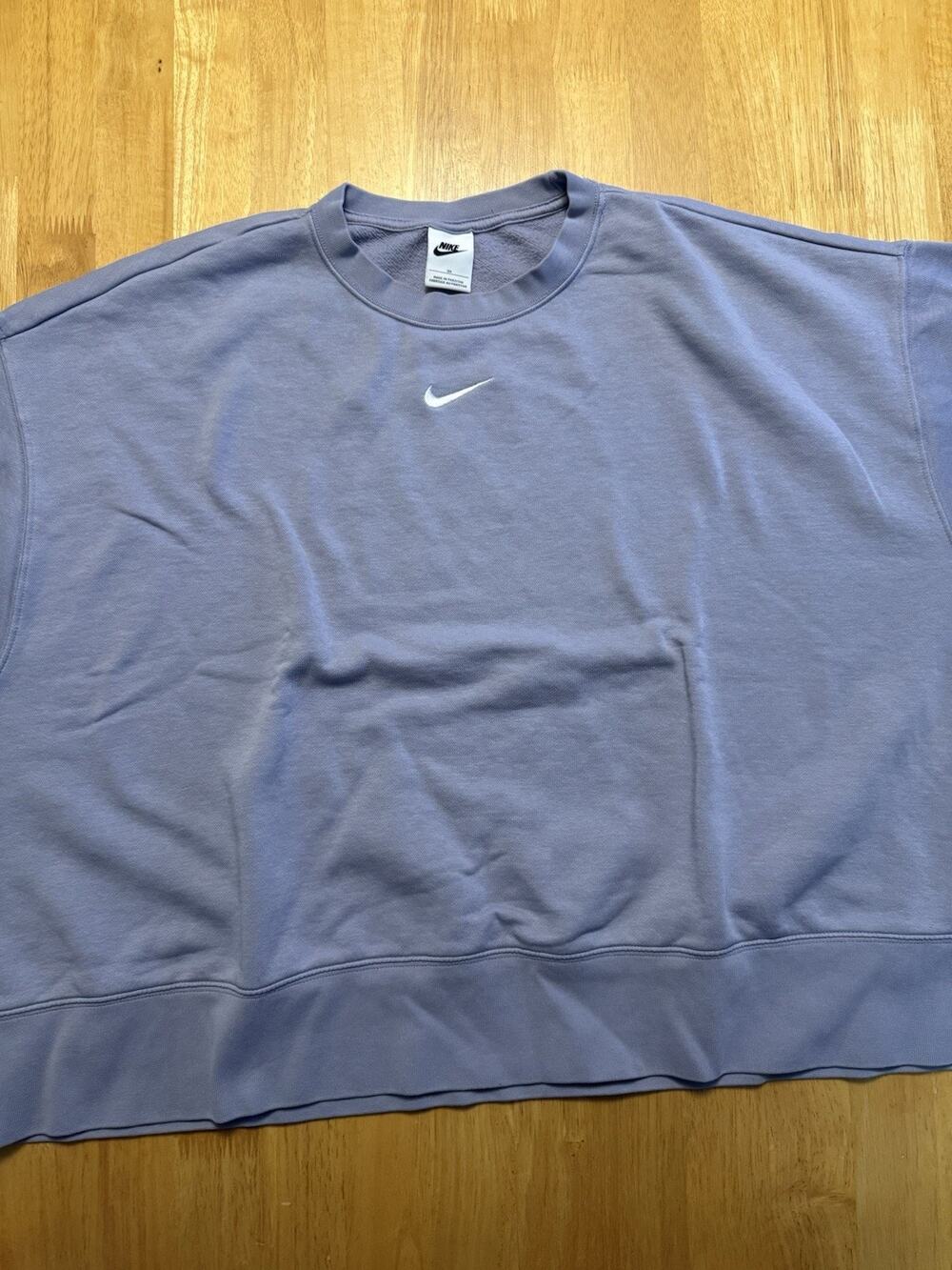 Nike 3XL Oversized Crewneck Sweatshirt Gray Mini Swoosh Pullover Relaxed Fit